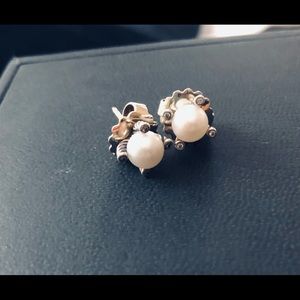 Authentic David Yurman Cable Pearl Studs Earrings with Diamonds 6mm
